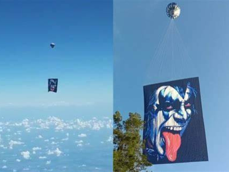Un balon „omagiu” pentru Gene Simmons, filmat în Brazilia, la peste 6000 de metri